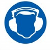 SANSIGN19 Wear Hearing Protection / Earmuffs Area Sign, 150x150mm, Luminous