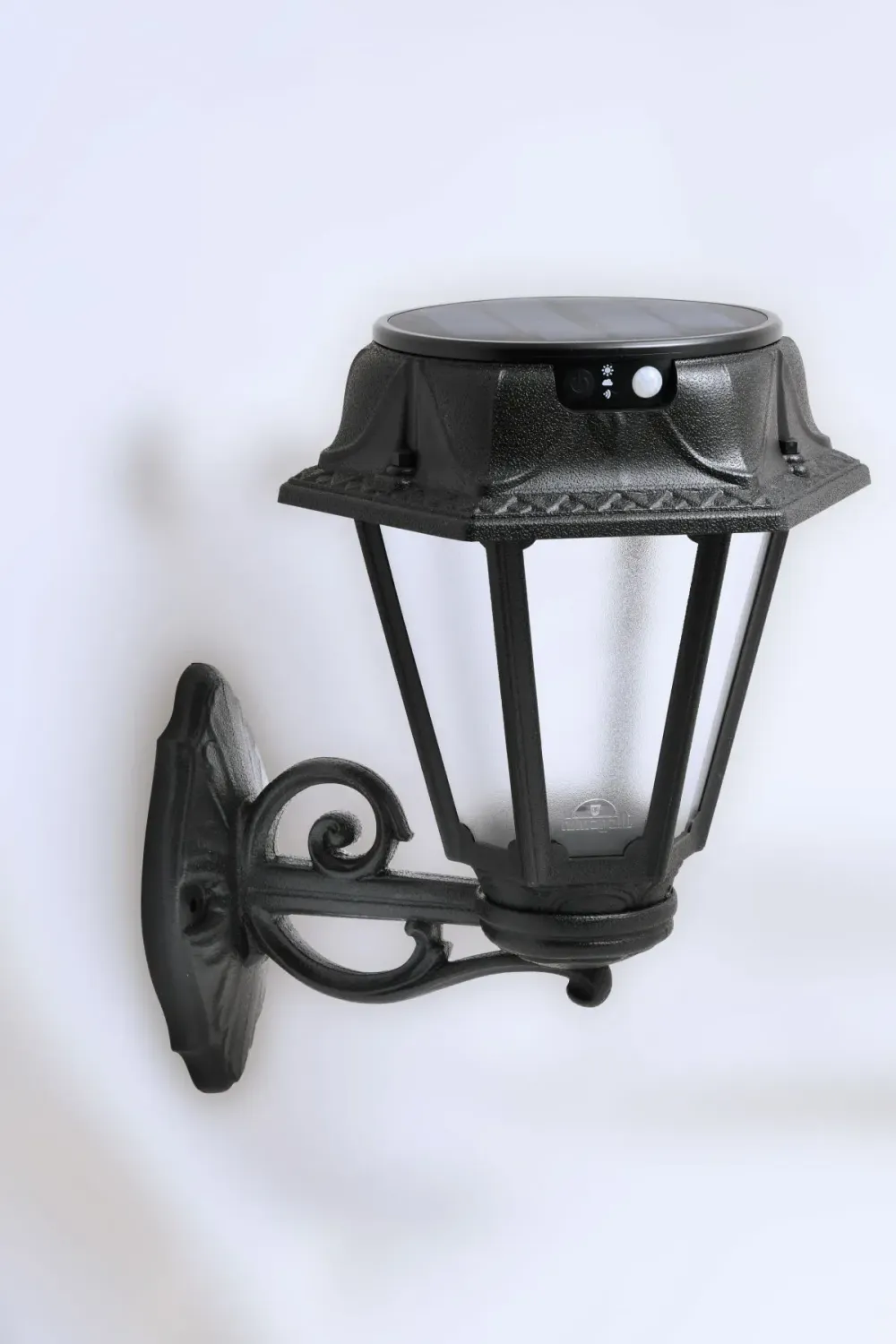Fumagalli Bisso/Rosetta Black Frosted Solar LED Wall Light with PIR Motion Sensor