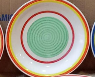 KitchenPro Ceramic Dinner Plates - 10.5&quot; - Set of 6 (12347) Green w/stripes