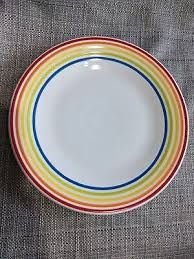 KitchenPro White with Stripes Ceramic Dinner Plates - 10.5&quot; - Set of 6 (12347)
