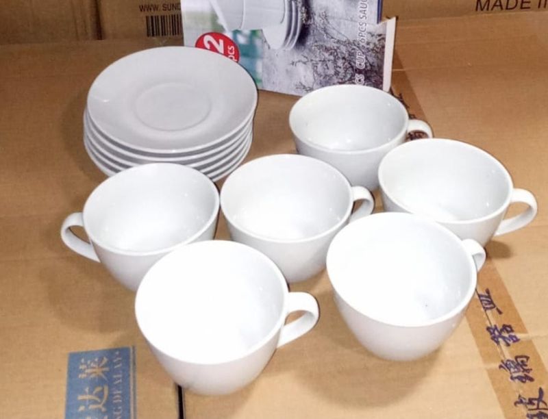 Ceramic Cup &amp; Saucer 6pcs Set in a gift set (7683) KitchenPro