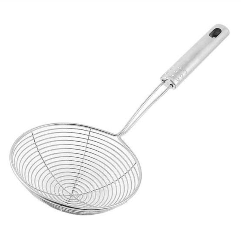 Frying spoon with Steel handle 16cm. Mesh skimmer 