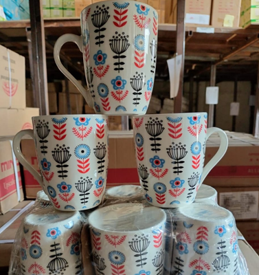 KitchenPro Retro Floral Ceramic Mug Set  (5893)