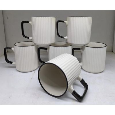 KitchenPro Japanese Ceramic Mugs 6pcs set (9657) Ribbed