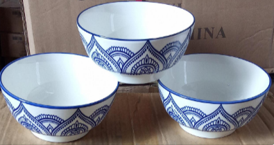 Ceramic 6pcs Porcelain Bowls with Intricate Pattern (17778) kitchenPro