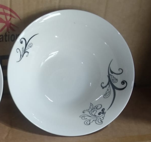 KitchenPro 7-inch Ceramic Bowls - Set of 6 - Stylish Black Floral (11128)