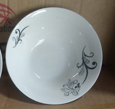 KitchenPro 7-inch Ceramic Bowls - Set of 6 - Stylish Black Floral (11128)