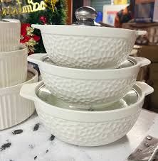 Ceramic Soup Set - 3 Piece - Modern White (12834)