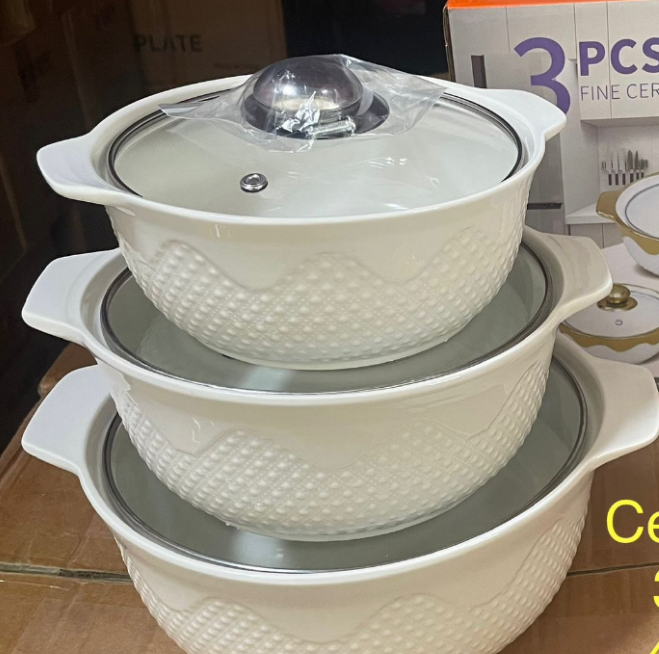 Ceramic Soup Set - 3 Piece - Modern White (12832)
