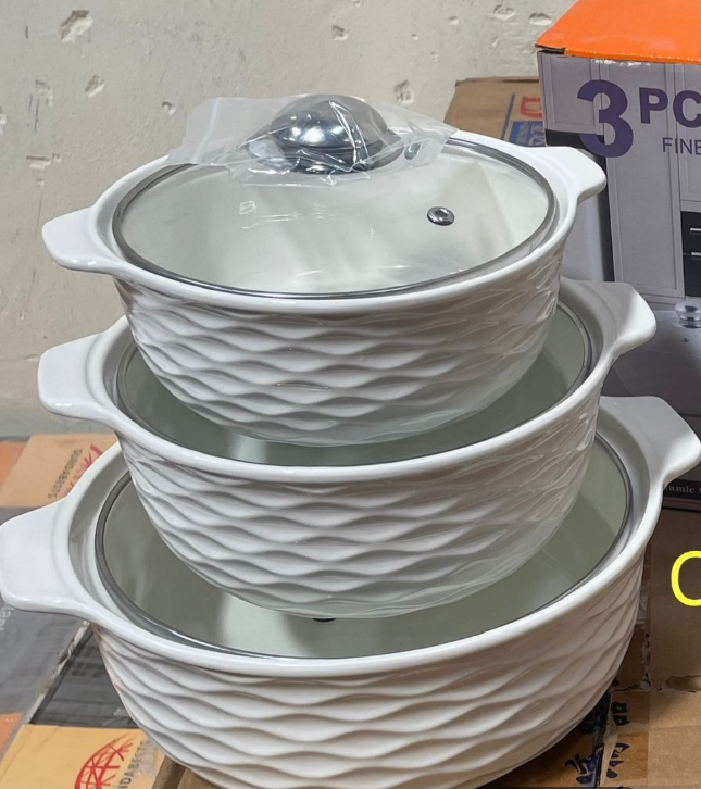 Ceramic Soup Set - 3 Piece - Modern White (12835)