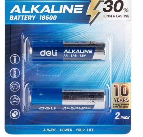 Deli 18500 LR6 Alkaline AA Batteries Wholesale Pack (40 Pack, 80 Batteries)