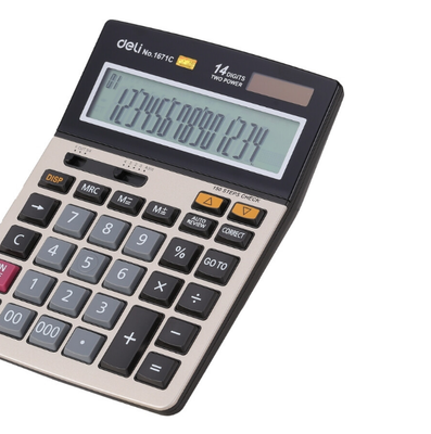 DELI E1617C Gold Standard Calculator | 14-Digit Display, 150-Step Check, Metal Body