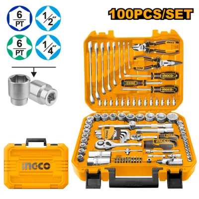 INGCO 100-Piece Socket Wrench Set - Household &amp; Automotive Repair Toolkit  HKTHP21001