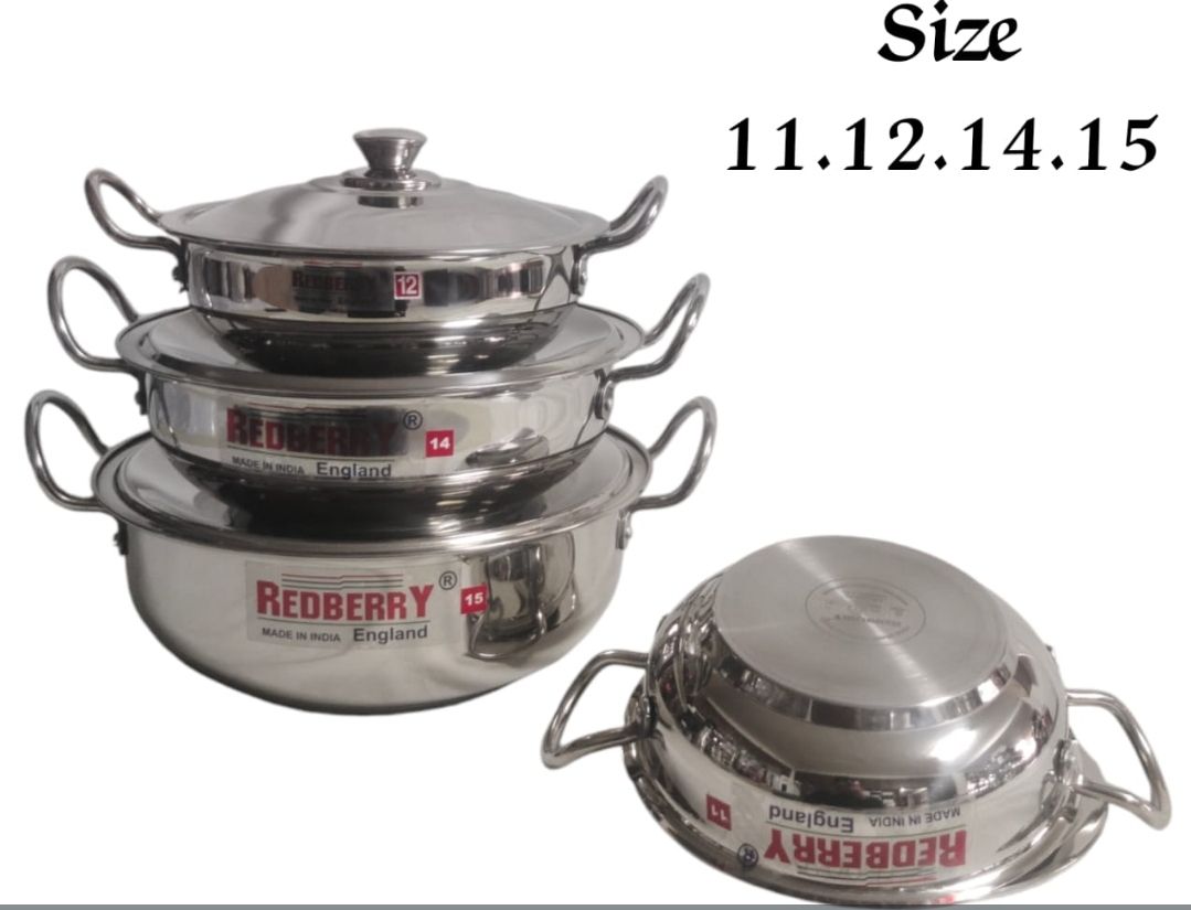 Stainless Steel Cookware Set 4pcs Kadai Redberry
