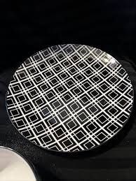 10.5&quot; Geometric Black &amp; White Ceramic Dinner Plates(8096)