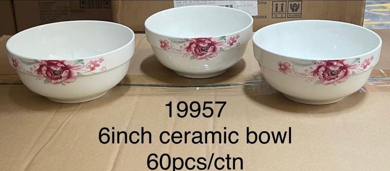 ​Sundabest Premium White Glass Bowls - 6 Inch - Pack of 6 (19957)