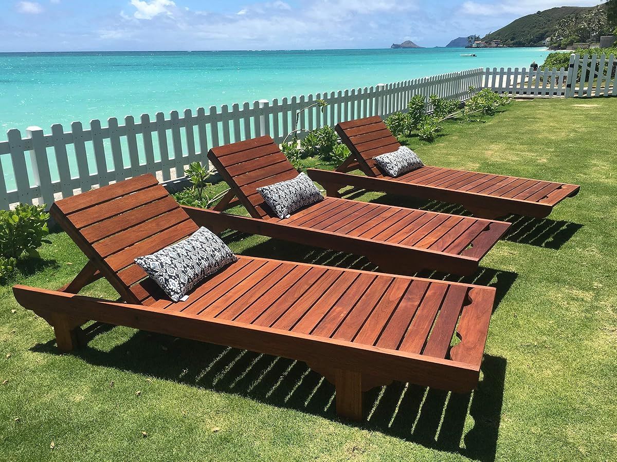 Wooden Poolside Lounger with Side Table