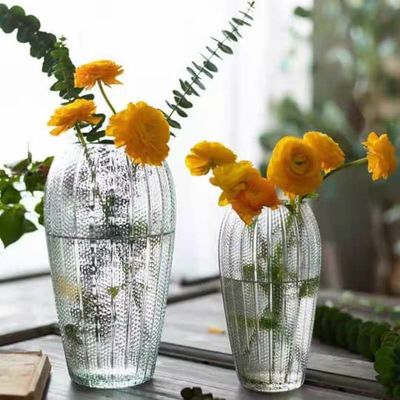 Flower Vase Caliber Lantern-Shaped Glass Vase Transparent 10cmx18.5cm #CHA39