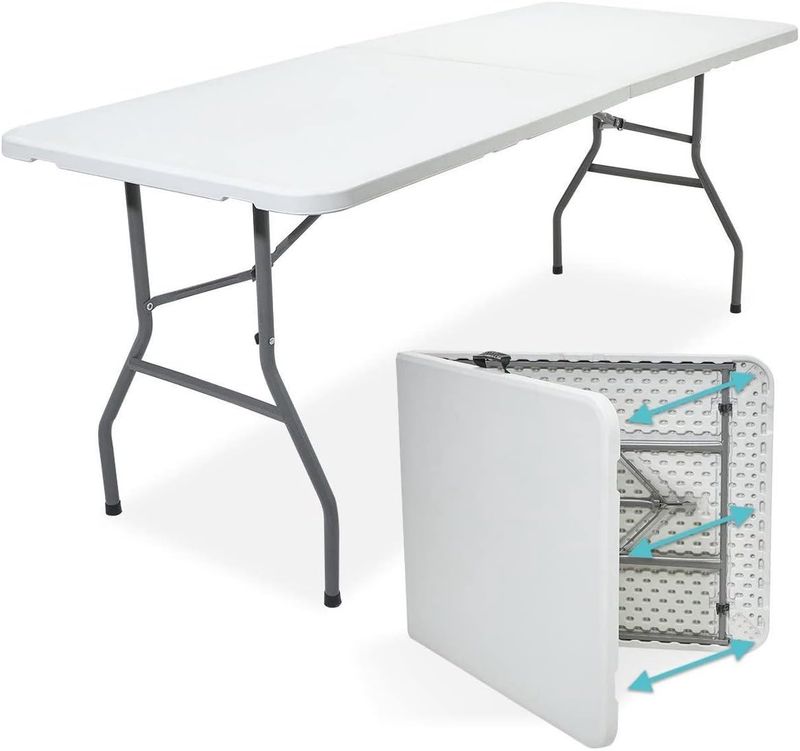 Lifetime Foldable Table 1.5m Long - Slim Fold-In-Half 5'