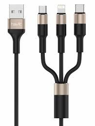 H691 Mobile series-USB cable 3 in 1 Black+golden Havit