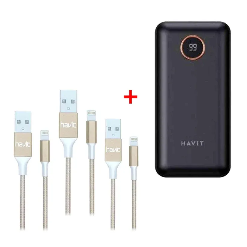Havit Travel Kit - 5000mAh Power Bank, 60W Magnetic Cable, USB Hub, and 30W Wall Charger