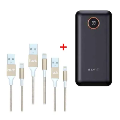 Havit Travel Kit - 5000mAh Power Bank, 60W Magnetic Cable, USB Hub, and 30W Wall Charger