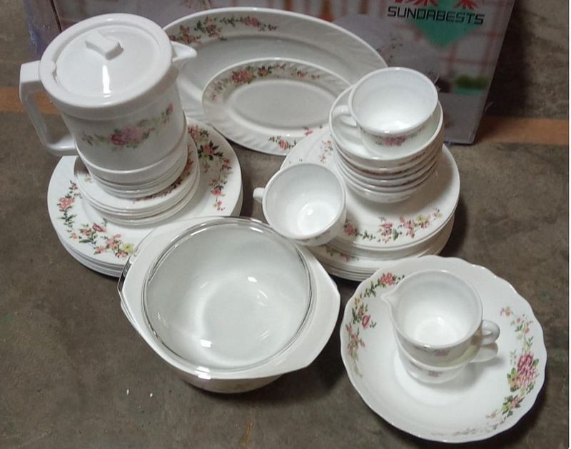 58pcs ceramic dinner set plain white (8870)