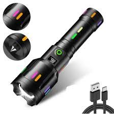Rechargeable LED Flashlight - Type-C Charging, Power Bank Function, Perfect for Outdoors MT-AF6