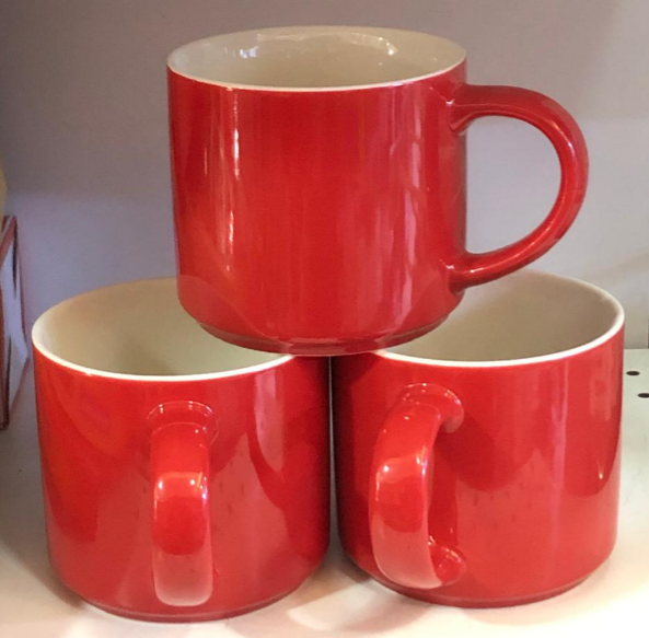 Colorful Coffee Cup (19973) #DM809 Colours Full Red or White with Black Rim KitchenPro