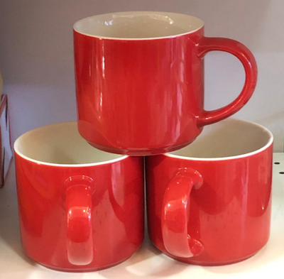 Colorful Coffee Cup (19973) #DM809 Colours Full Red or White with Black Rim