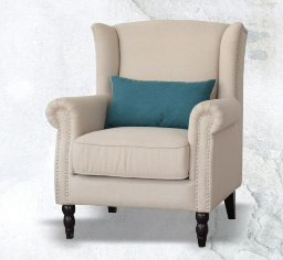 Mario Wingback Fabric Accent Chair/Armchair (Cream)