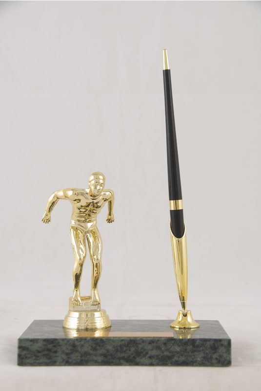 Pen Holder Desk Set with Golfer - Marble Base (Model M95)