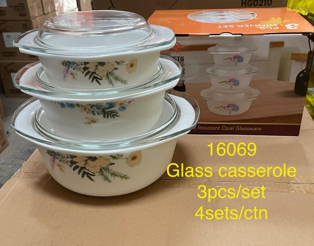 Glass Casseroles 3pcs set 16069