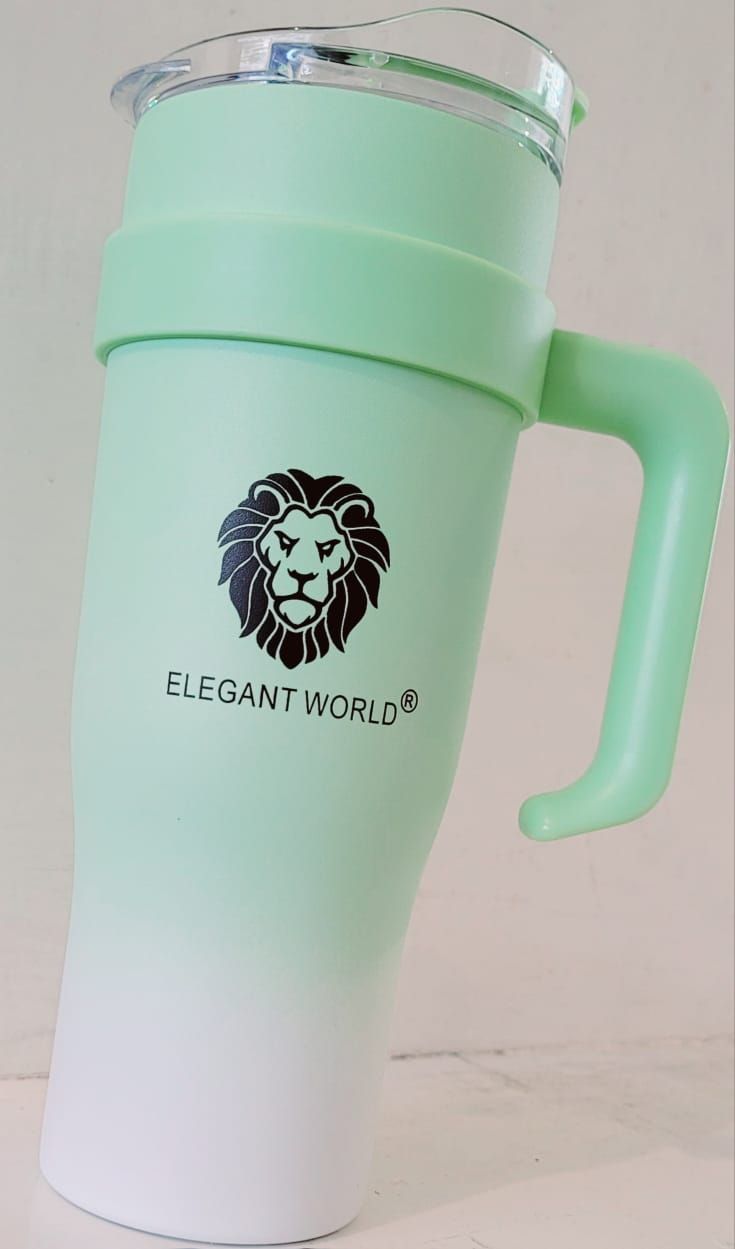 Elegant World Gradient Design 1.1L Insulated Mug/Stanley Water Bottle (Light Green/White)