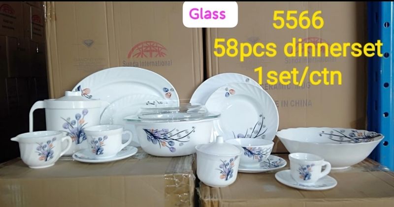 KitchenPro 58pcs ceramic dinner set plain white (5566)