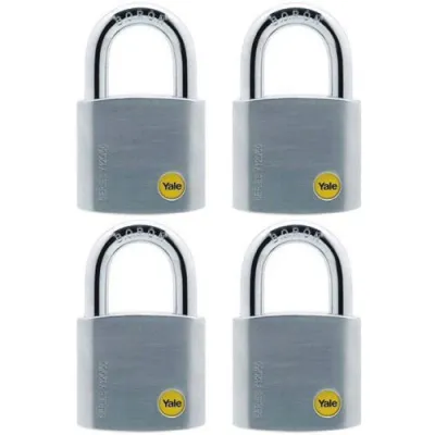 Yale PL-Y120/50/127/4 50mm 4 pcs brass padlock, 3 keys  Body Keyed Padlock with 3 keys