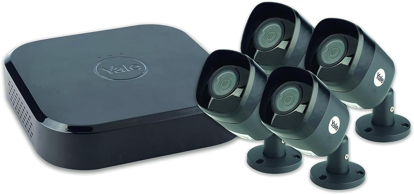 Yale SV-8C-4ABFX indoor Smart Home CCTV Kit-HD1080, 4 Camera, 8 Channel, 2TB Harddrive, Black, 1080p [Energy Class A+]
