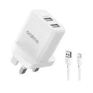 U67D+C53 - Oraimo UK 2.4A Dual USB Type-C Charger Kit (White)
