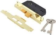 UNION MORTICE LOCK - 2 LEVER DEADLOCK BRASS - 2L-2295-PL