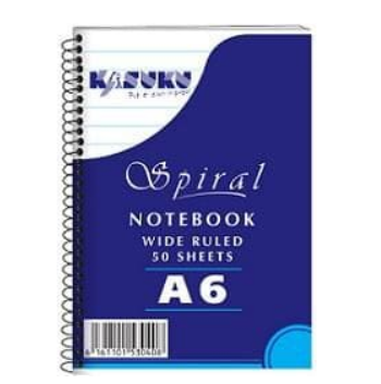 Kasuku Spiral Notebook Wide Ruled A6 50 Sheets
