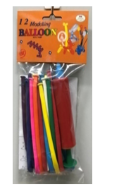 Modelling Balloon Standard &amp; Pastel Assorted Colours With Small Hand Pump, 12Pc/Pkt BK1035
