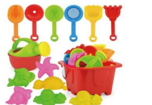 Beach Toys In Square Bucket 14pcs/set In Net Bag (JX777-1)