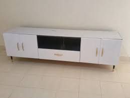 TV Stand 1.8 Metres White Top with Marble Effect RY-TV03