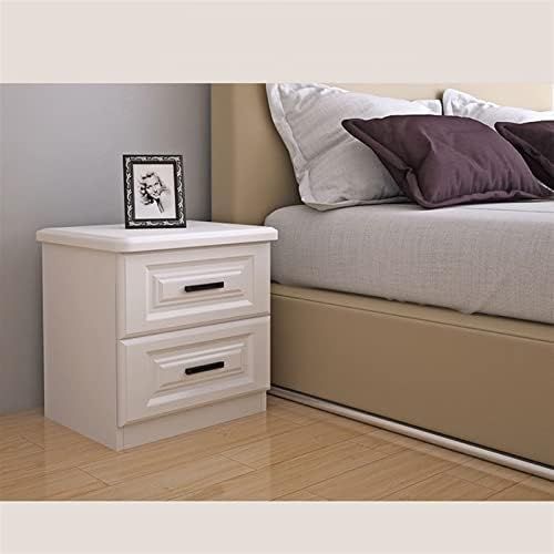 White Wooden Bedside Table 43x50cm with 2 Drawers BS01