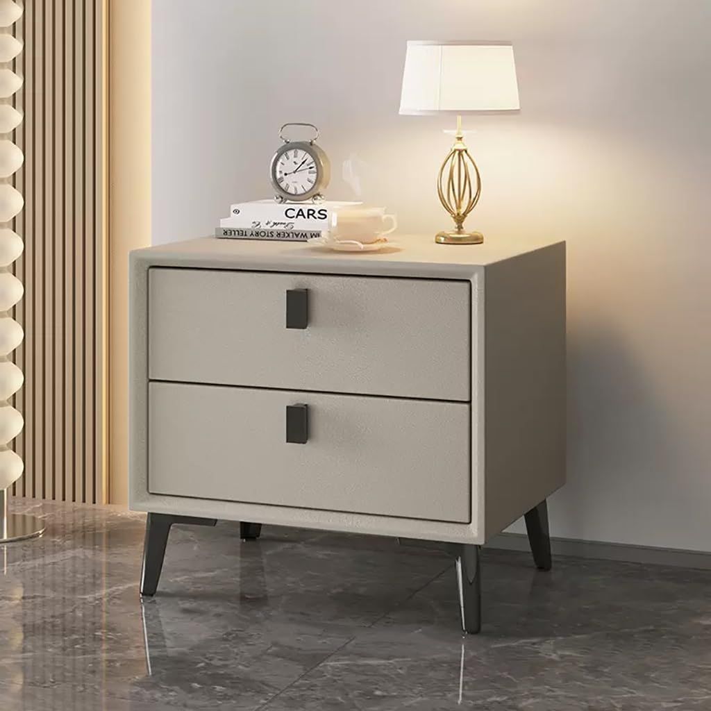 White Wooden Bedside Table 40x50cm with 2 Drawers BS02