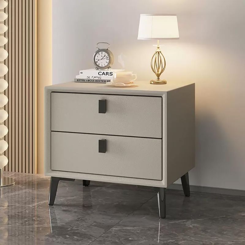 White Wooden Bedside Table 40x50cm with 2 Drawers BS02