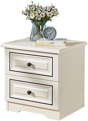 White Wooden Bedside Table 40x50cm with 2 Drawers BS04