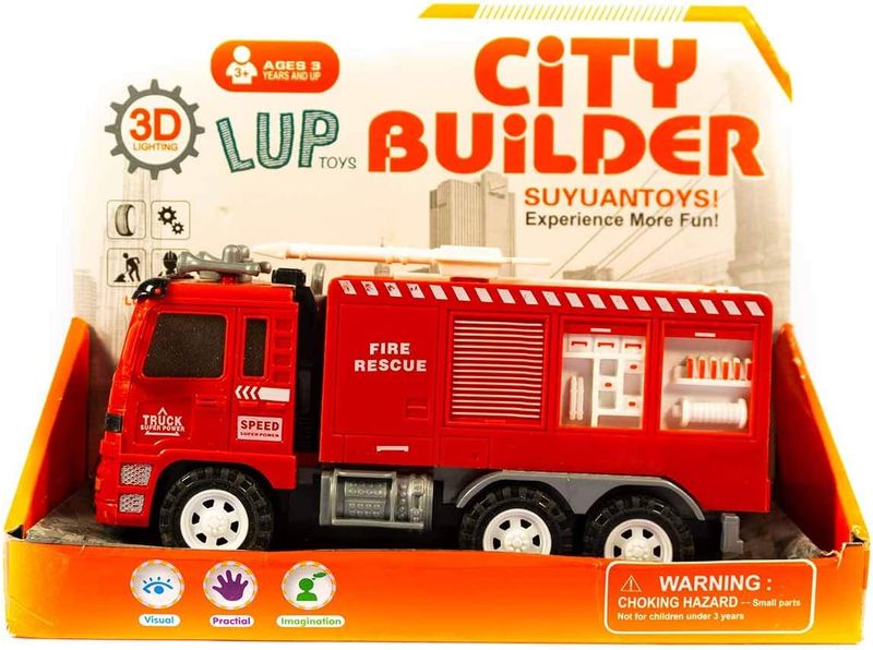 Toys City Builder Toy Truck Fire Rescue Track With Lights And Sounds Age 3+ (998-43F3)