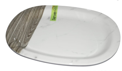 Servewell Deco serving platter 31cm white marbo wood design