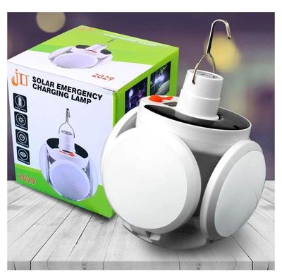 Emergency Lamp/Solar Camping Light 2029  with Hanging Hook, Folding LED Football Bulbs Rechargeable USB Desk Lights. Comes with 5 Modes ,Colour-White LIGHTPRO